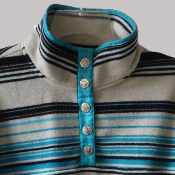 Cowgirl Hardware women's size S, pull over stripe fleece top 5 snap neck closure - Picture 16 of 16